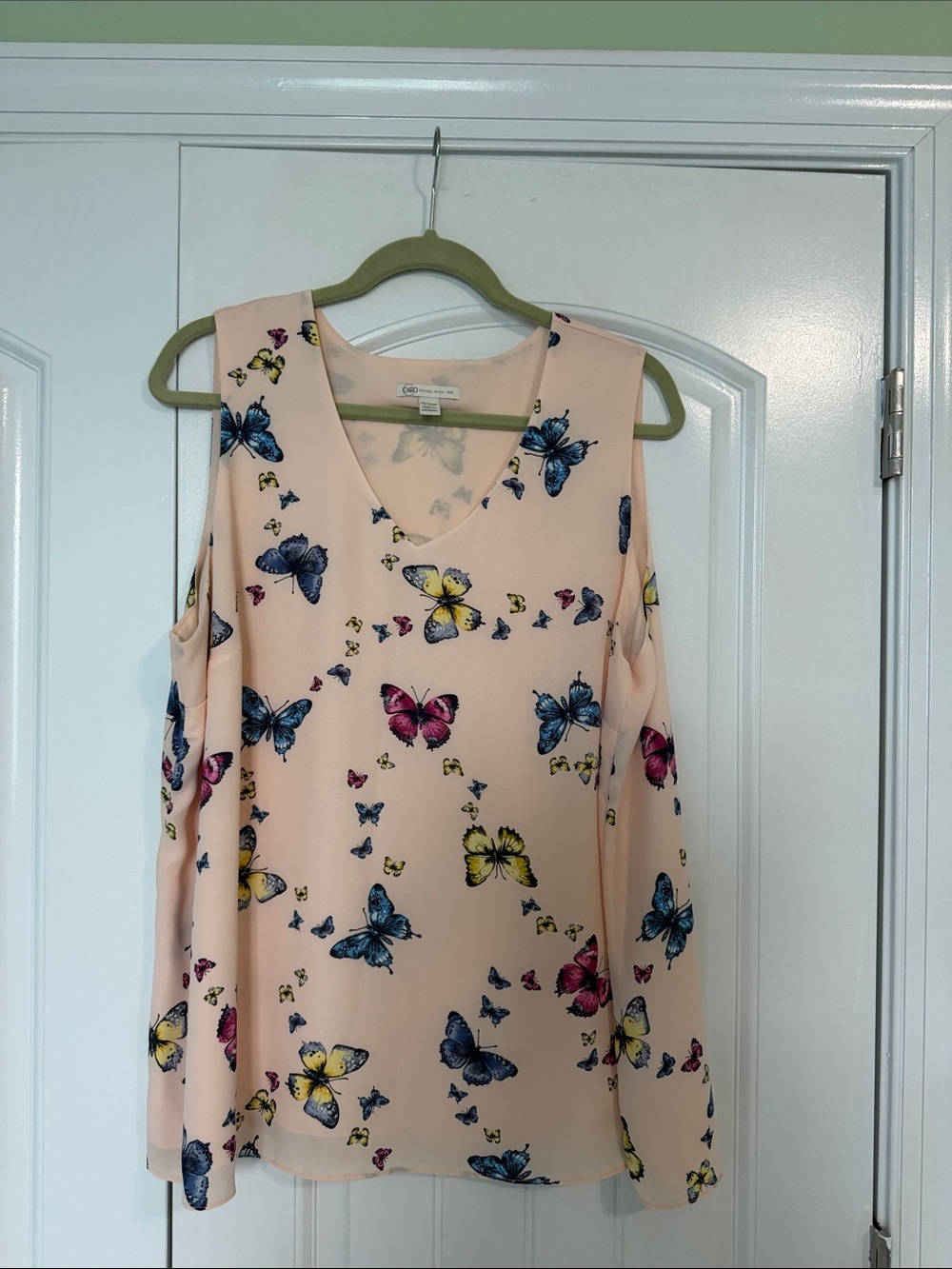Cato Pink Cold-Shoulder Butterfly V-Neck Tunic